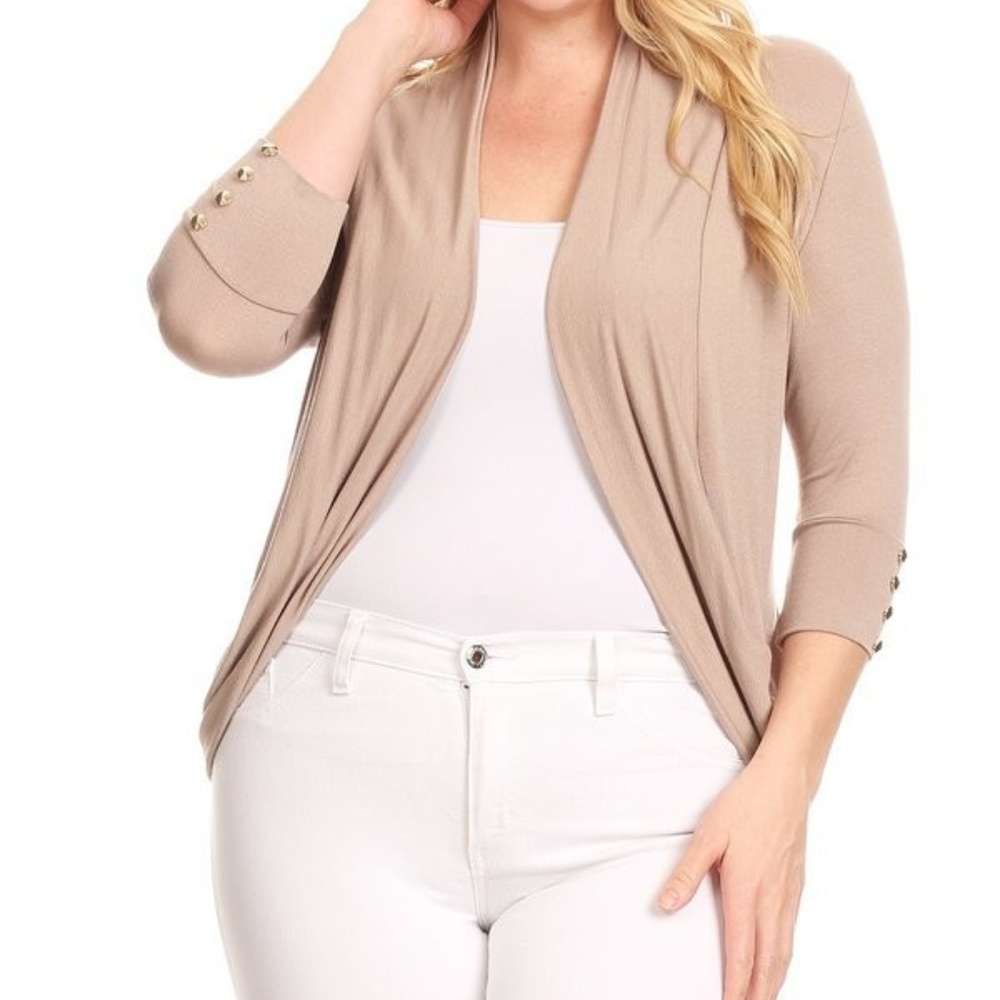 Lilian Plus Size Cardigan with Gold Detail